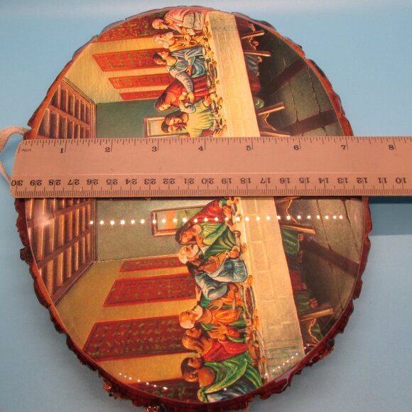 Last Supper Religious Plaque: Vintage Decoupage Live Edge Wood Slice - Picture 7 of 7